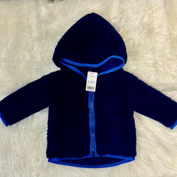 Rockets of Awesome Other - NWT Blue Baby Sherpa Hooded Jacket Rockets of Awesome Sz 3-6 Mos Soft Fuzzy